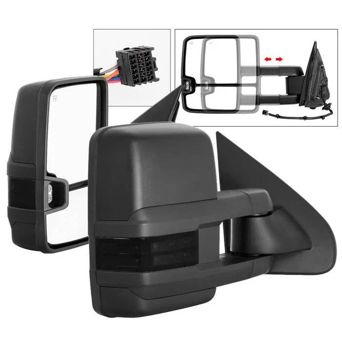 9936739 – SPYDER Exterior Towing Mirror, Aftermarket Replacement Direct-Fit Telescoping Power Heated With Smoke Lens ...